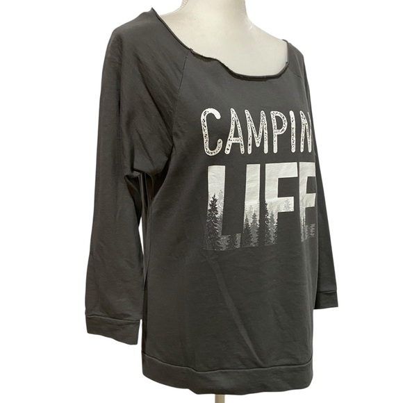 Gray Camping Life Hoodie with Distressed Text - Picture 5 of 14